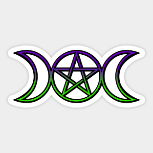 Triple Moon Goddess Purple Green Sticker